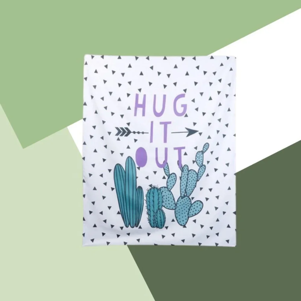 Hug It Out Kids Boho Cactus Theme Wall Tapestry NEW